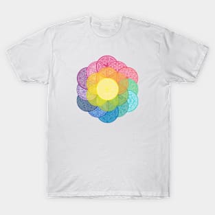 Rainbow Color Palette Flower of Life T-Shirt